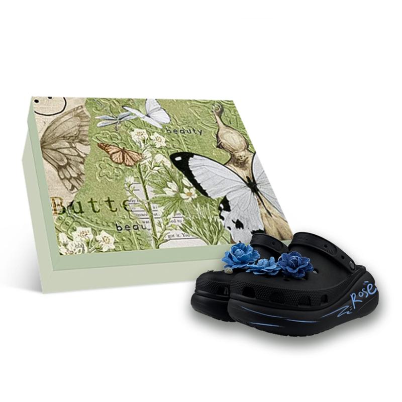 

Crocs Crush Clog EVA Gift Box ZR Zhiran Graffiti Rose Height Increasing Pearl Blue Enchantress Comfortable Casual Clogs Unisex 42-43 чёрный