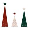 Reusable Festive Home Accents 3Pcs Wooden Christmas Tree Ornament, Polka Dot Cone Decor with Tiered Tray Decoration Star Topper, Rustic Farmhouse