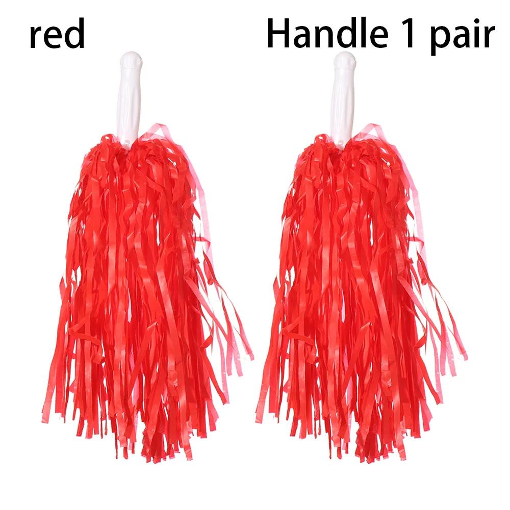 1Pair Rainbow Plastic Cheerleader Pompoms Girl Cheer Refueling Props Cheerleading Pom Ppom Handle/Double Hole Game Cheering Ball