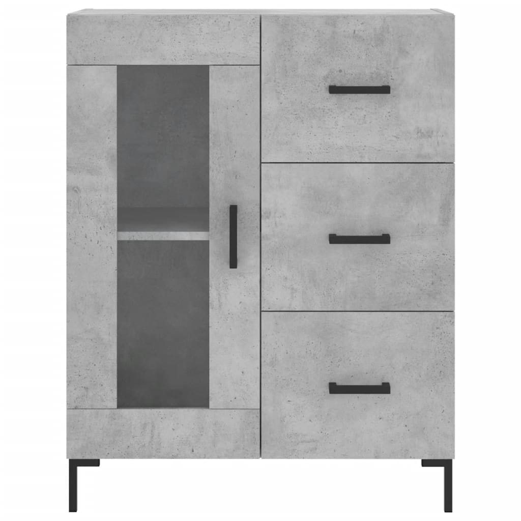 Vidaxl Witrynka, Szarość Betonu 69,5X34X180 Cm Materiał Drewnopochodny