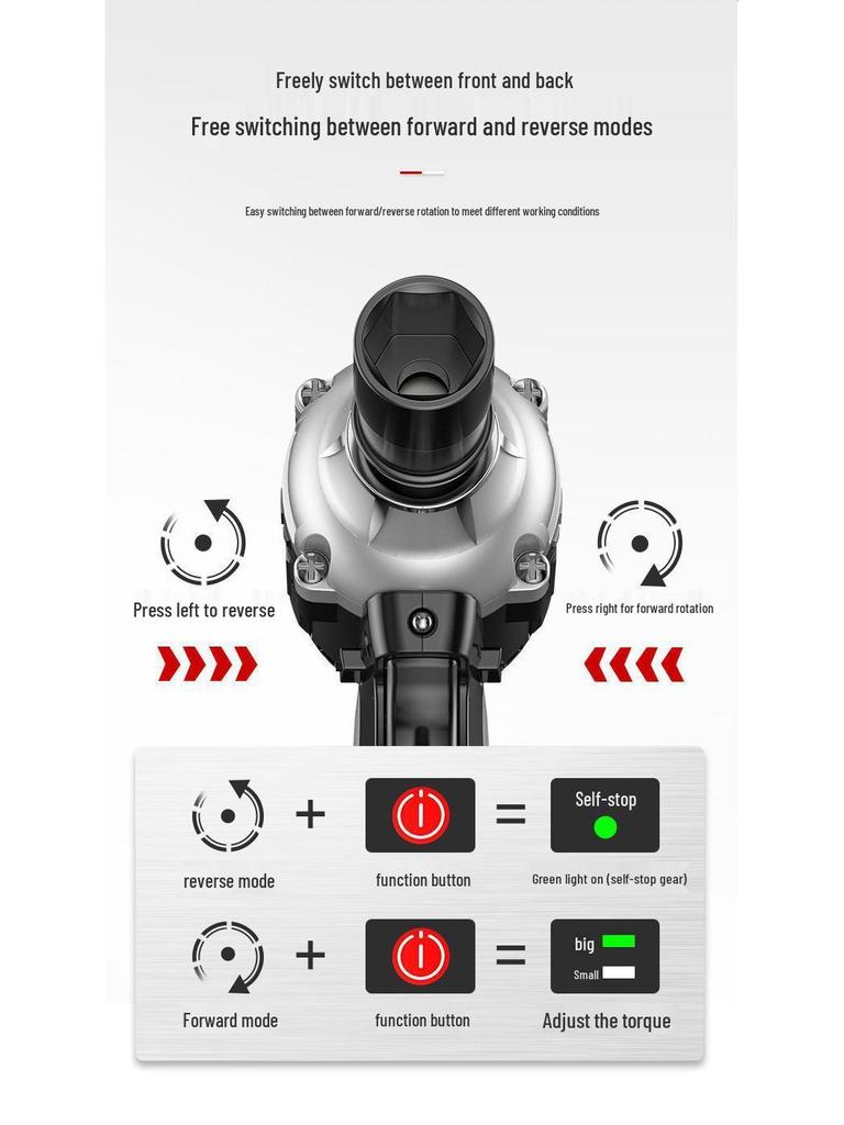 High Torque Rechargeable Brushless Impact Wrench with Lithium Battery for Car Repair