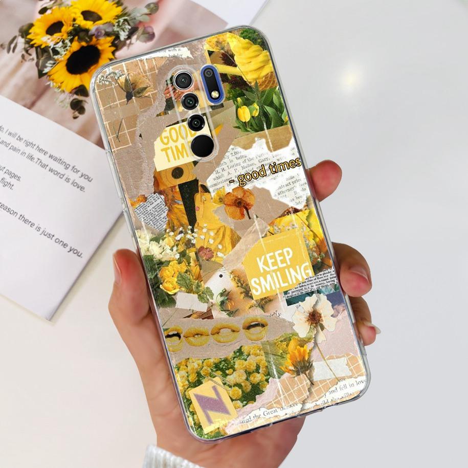 For Xiaomi Redmi 9 Case 6.53" Cover For Redmi 9 Flower Butterfly Transparent Silicone Soft Phone Covers For Redmi 9 Prime Bumper