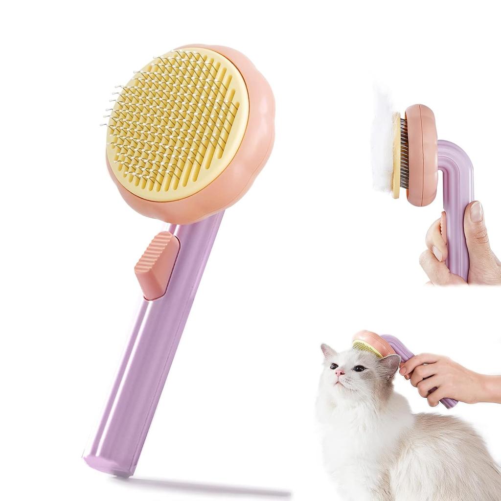 Cat Grooming Brush Dog Brush for Shedding Pet Pin Brushes for Long and Short Hair Self Cleaning Slicker Brush Gently Removes Loose Undercoat for Cats