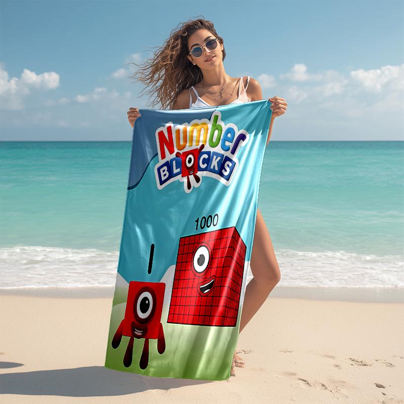 Beach Towel with Numberblocks7 Pattern - soft,absorbent,machine washable Lightweight&Modern,swimming,Travel Essentials