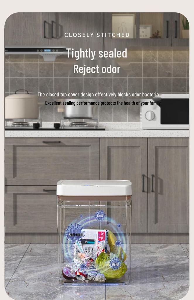 18L Smart Trash Can with Induction Lid and Long-Lasting Battery for Living Room
