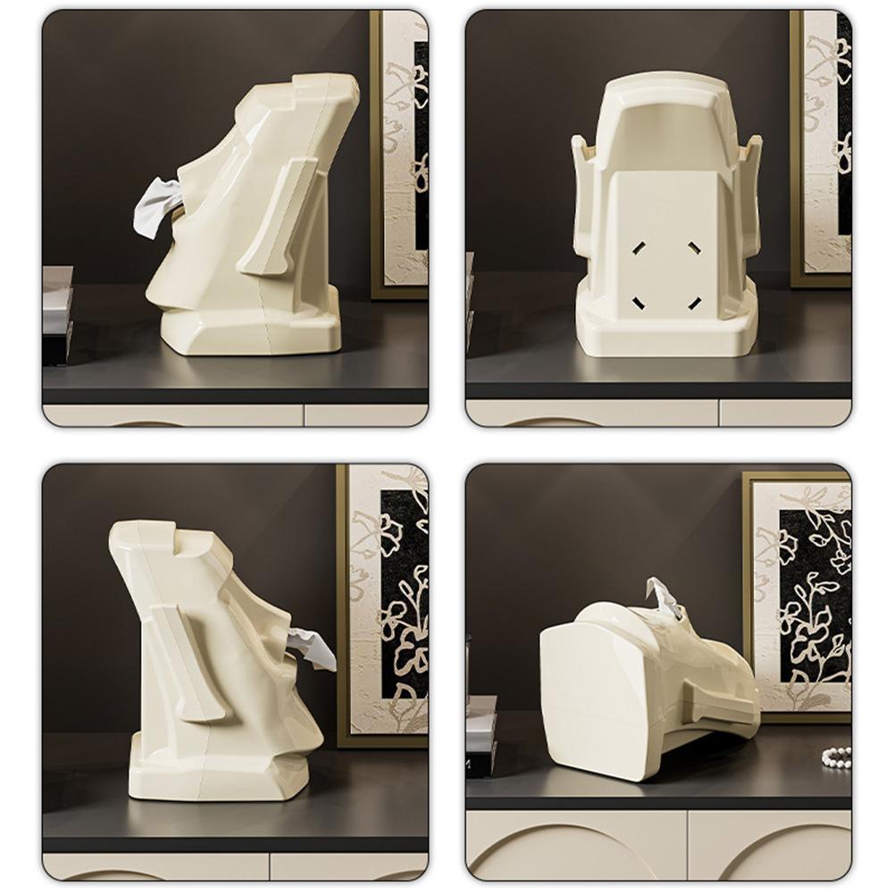 Creative Stone Figure Tissue Box Glasses Holder Headphone Stand Paper Towel Box Tissue Case for Home Office Desk Decoration Gift