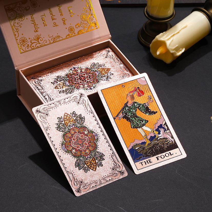 Gold Foil Waterproof Tarot Cards - Wear-Resistant Tabletop Game Toy