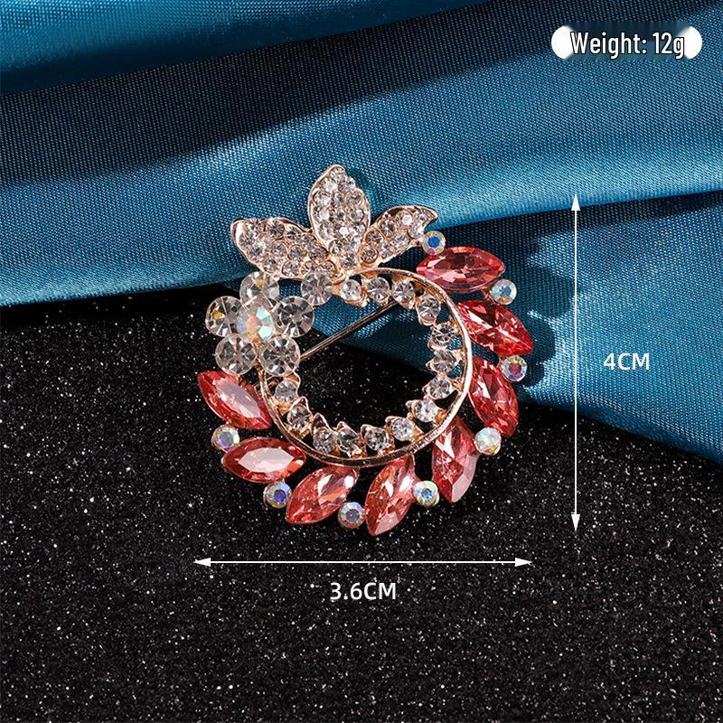 Exquisite Women's Red Flower Brooch – Niche Design, High-End Suit Accessory