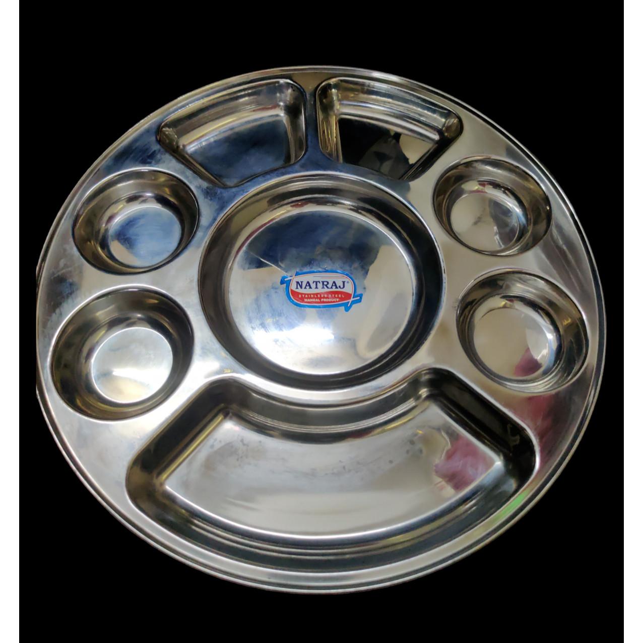 

@ Stainless Steel Round Plate 8 Compartments Pack Of 2 MJ-732-60%OFF
