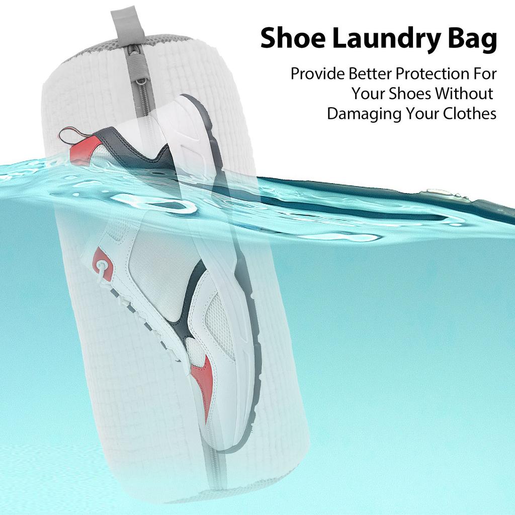 2Pcs Washing Shoes Bag Fluffy fibers Polyester Shoes Laundry Bag with Zipper Anti-Deformation Easily Remove Dirt Washing Bags