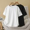 T-shirt Women Cotton Summer Casual Large Size Loose Round Neck Lacework Pullover Short-sleeved Tops