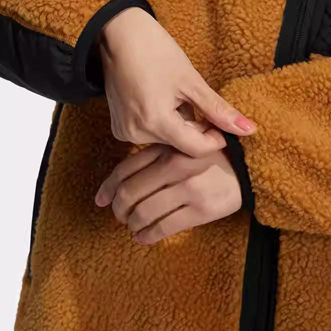 Adidas Neo Colorblock Logo Print Stand Collar Cotton Jacket Women Outerwear Brown HN2448