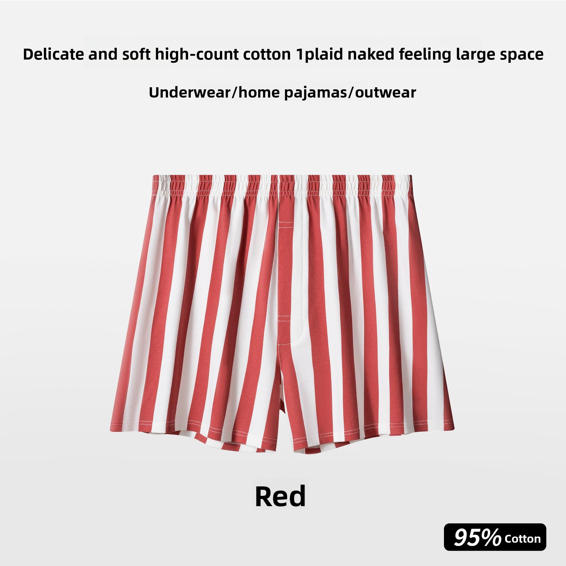 Large Size Men s Spring and Summer New Striped Printed Cotton Loose and Long Boxer Briefs L