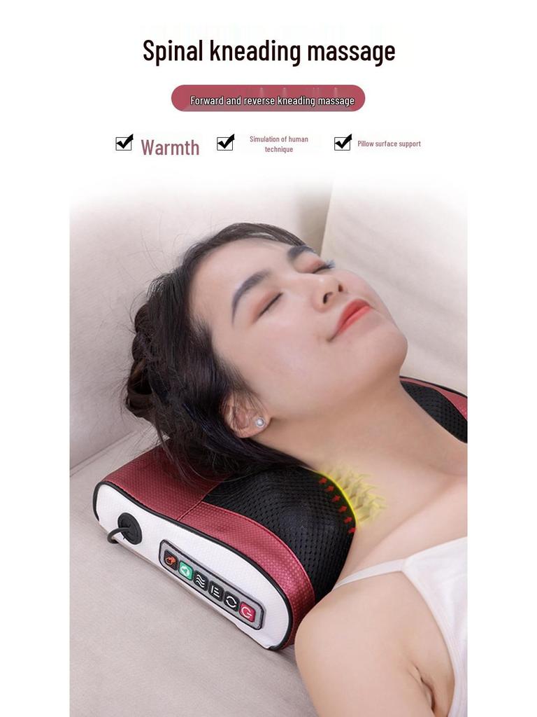 Cervical & Neck Massager: Multifunctional Heated Pillow for Shoulder, Waist, and Back - Dual Use for Car and Home