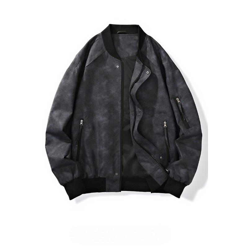 Autumn and Winter PU Leather Jacket Baseball Jacket Men's Spring and Autumn Casual Bomber Jacket Men