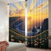 2Pcs Ireland Sunset Seascape Curtain Beautiful Flowers Along The Coastline Sunset At The Beach For Bedroom Living Room And