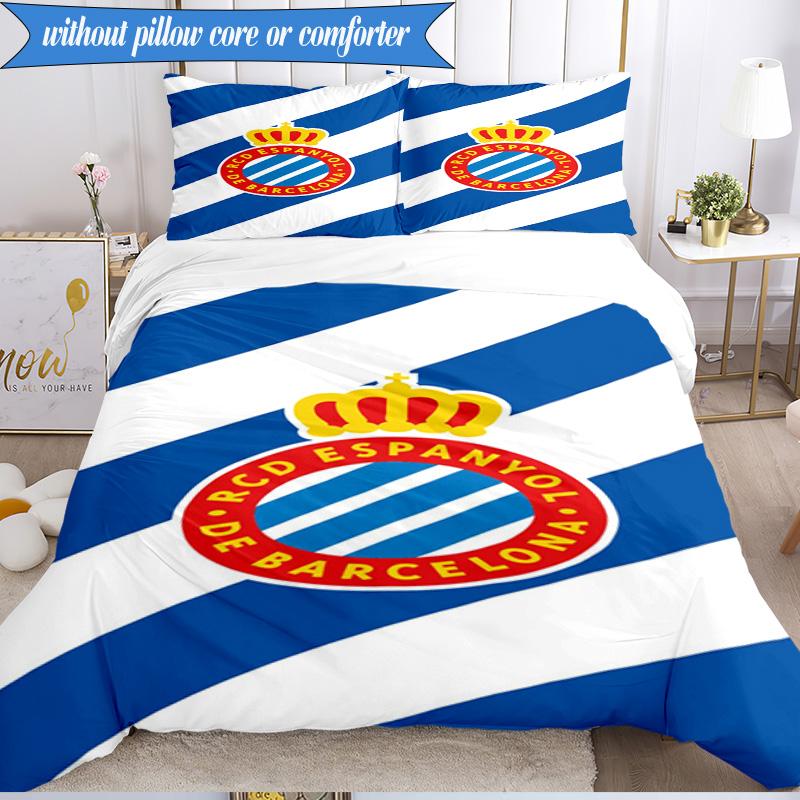 Real Sociedad Crest Design 3pcs Bedding,Including 1pc Duvet Cover And 2pcs Pillowcases Perfect for Christmas,Ideal for Bedroom, Dormitory