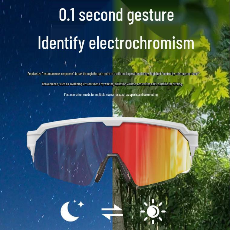

2026 Smart Gesture Control Electrochromic Bluetooth Sports Glasses: 0.1-Second Color Change for Cycling, Mountaineering, and Hiking Black Frame + Electrochromic Orange