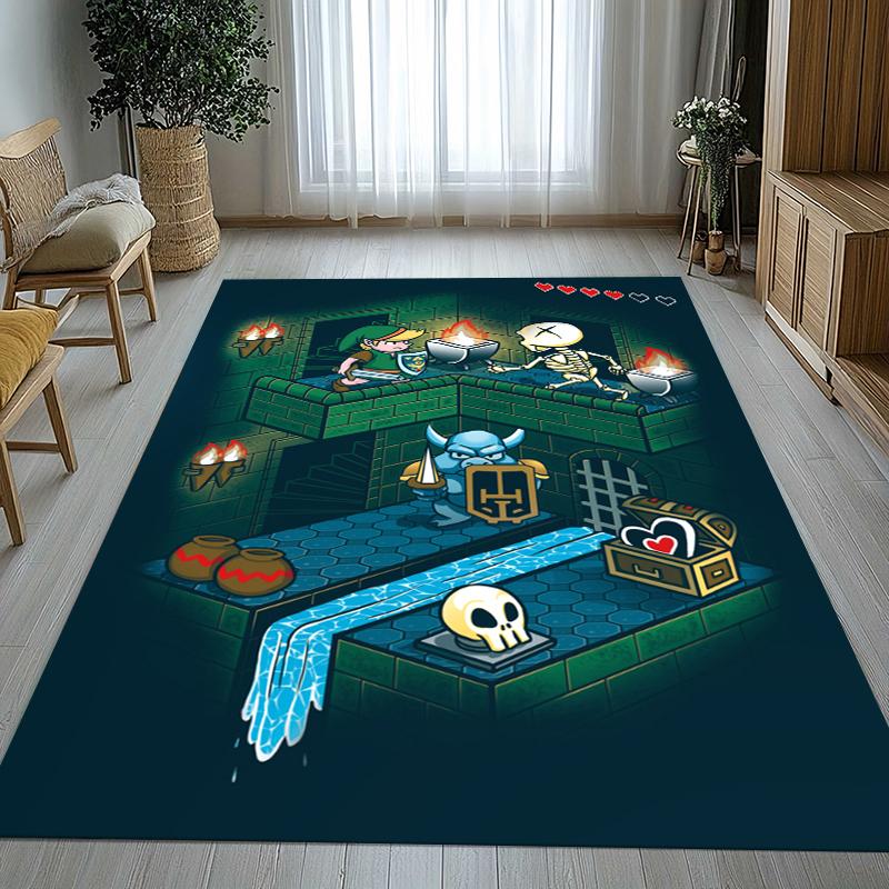 Covor de cameră antiderapant stil retro Z-Zelda Desen animat Link Jocuri Covor moale pentru dormitor Cameră de joacă pentru copii Canapea, Covor de intrare Decor pentru casă