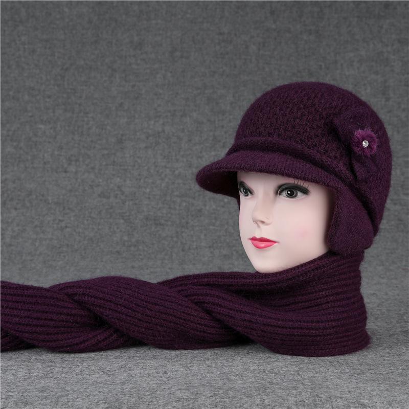 Hat Ladies Ear Protector Warm Wool Hat Winter Grandma Fleece Cold Hat
