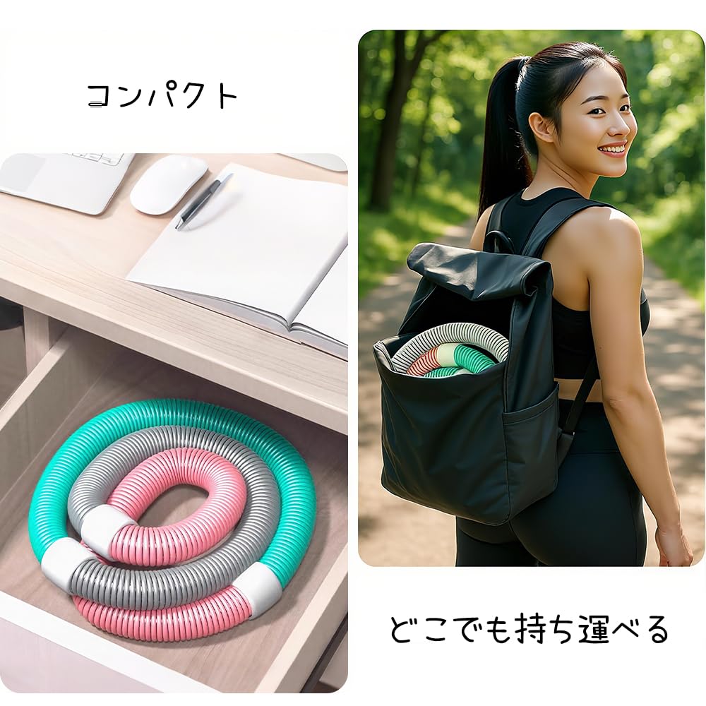 OKUYOSHI Spring Hula Hoop for Soft Hula Hoop Diet, Adult, Quiet, PVC, Foldable,