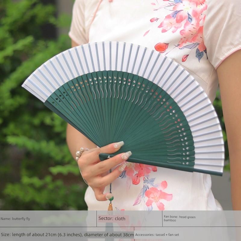 Folding Fan, Compact and Portable, Carved Folding Fan, New Chinese Style, Solid Color, Hollow Design, Chinese Style, Ancient Style, Hanfu Fan, Hanfu
