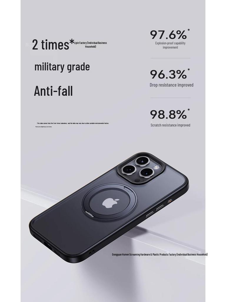 Apple iPhone 16 Pro Max Manyetik Döner Standlı Kılıf - Deri Hissiyatlı Koruyucu Kapak IP17