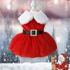 Christmas Pet Dresses Holiday Party Gifts Costume Santa Kitten Red Princess Skirt for Small Dogs Cats Sphynx Chihuahua Outfits