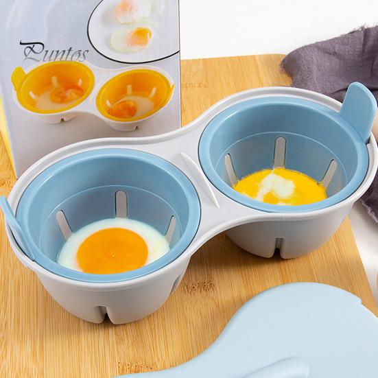 Plastic Egg Boiler Dual Cavity Microwave Poacher with Lid, Heat Resistant Double Hole Steamer, Compact Cooker Quick Breakfast Tool Nutritious Maker