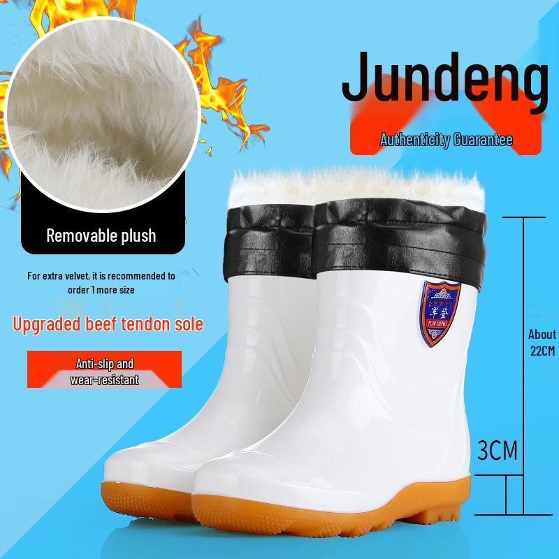 Military-Style Non-Slip White Rubber Boots for Men and Women - Thickened Wading Work Shoes