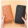 Wallet for women, long, European and American, shiny leather, double zipper handbag, large capacity, double-layer phone bag, frosted wrist wallet