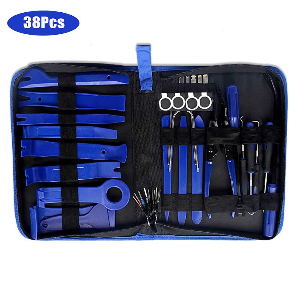 38Pcs Car Interior Disassembly Tool Plastic Panel Trim Temoval Kit Garage Tool Diy Blades Fastener Clips puller Set
