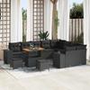 12-Piece Garden Sofa Set with Black Cushions Poly Rattan Acacia 3363994