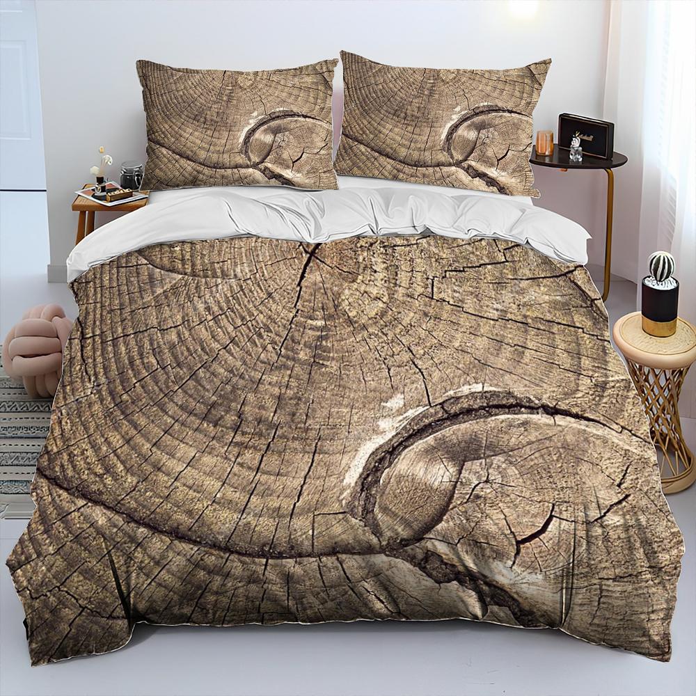 

3D Wood Grain Comforter Bedding Set,Duvet Cover Bed Set Quilt Cover Pillowcase,King Queen Size Bedding Set for Adult Child Gift 135x200cm