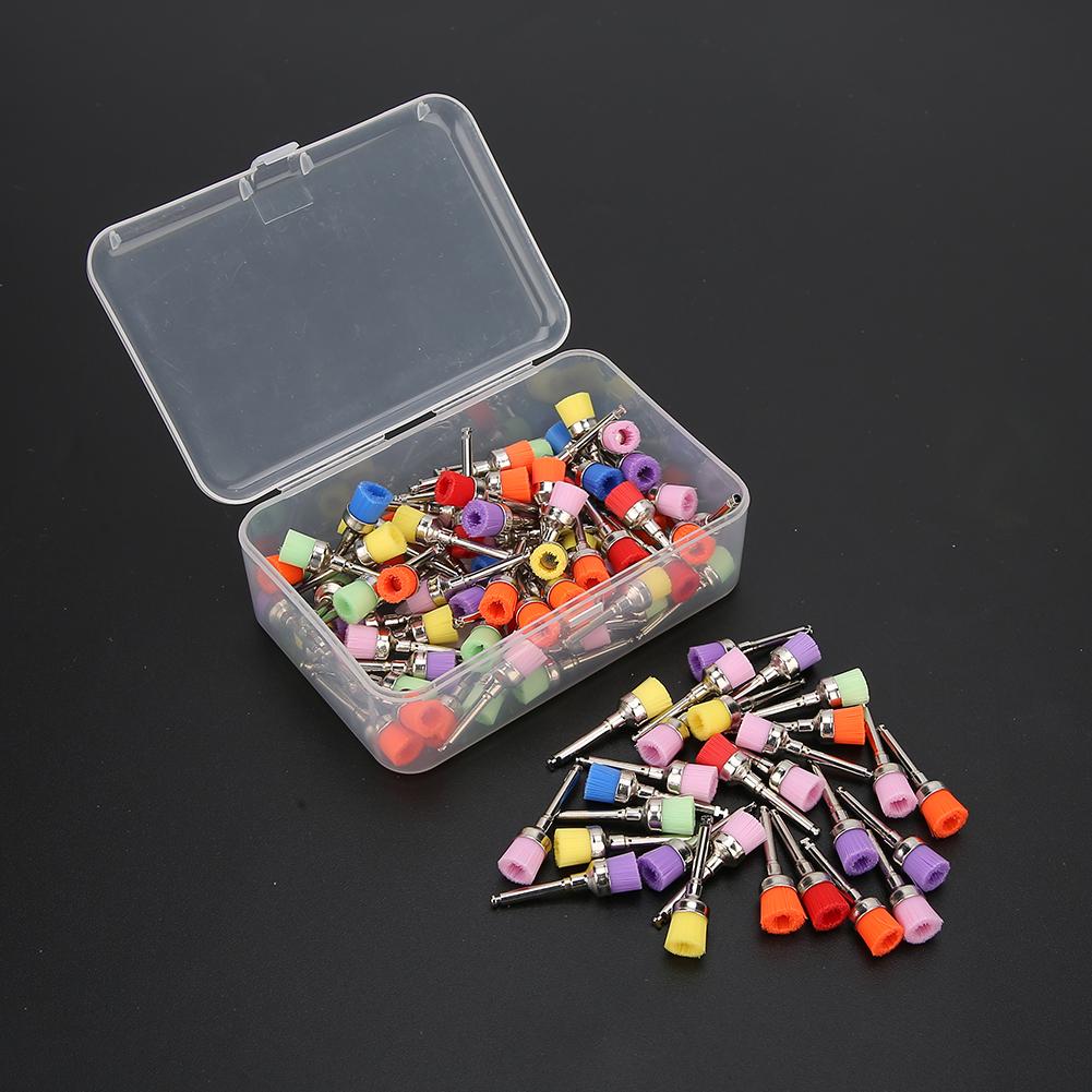 100Pcs Dental Polisher Nylon Teeth Polishing Brush  Dental Supply with Storage BoxMixed Color