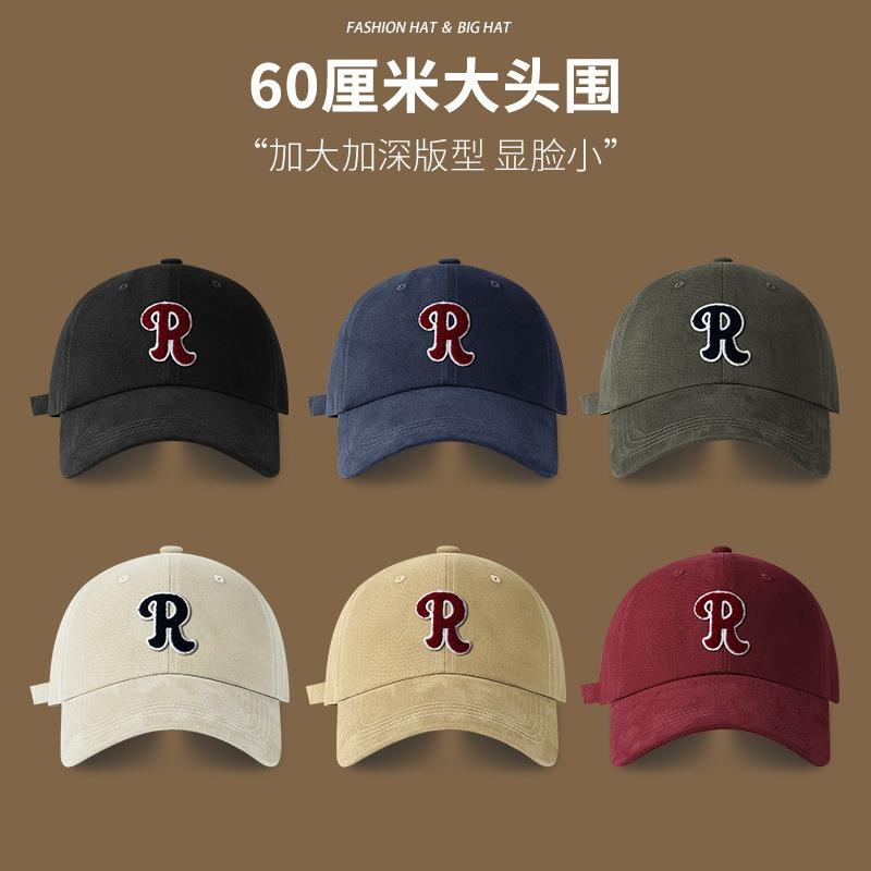R Label Letter Baseball Cap Women's Autumn and Winter Warm Casual Sunscreen Face Small Versatile Street Sunshade Peaked Hat