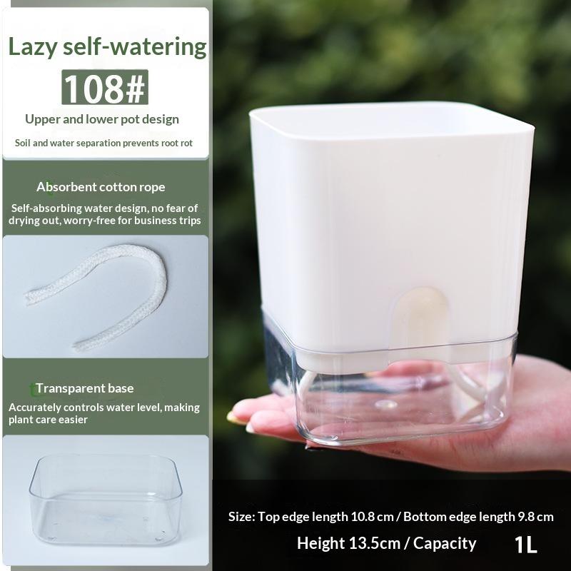 1Pcs Square Double Layer Flowerpot White Self Watering Plant Pot For Home Indoor Outdoor Balcony Garden Plants Decor Flowerpot