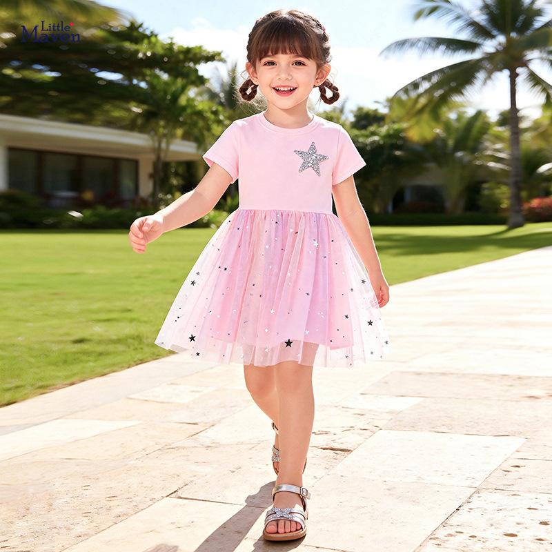Toddler Tutu Dress for Girls Tulle Dresses Ruffle Tiered Swing Twirly Summer Sundress Short Sleeves Casual Party Tulle Sundress for Kids