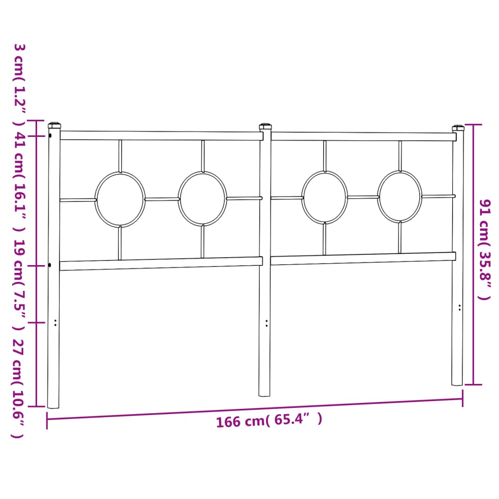 Replacement Headboard Metal White 160 Cm