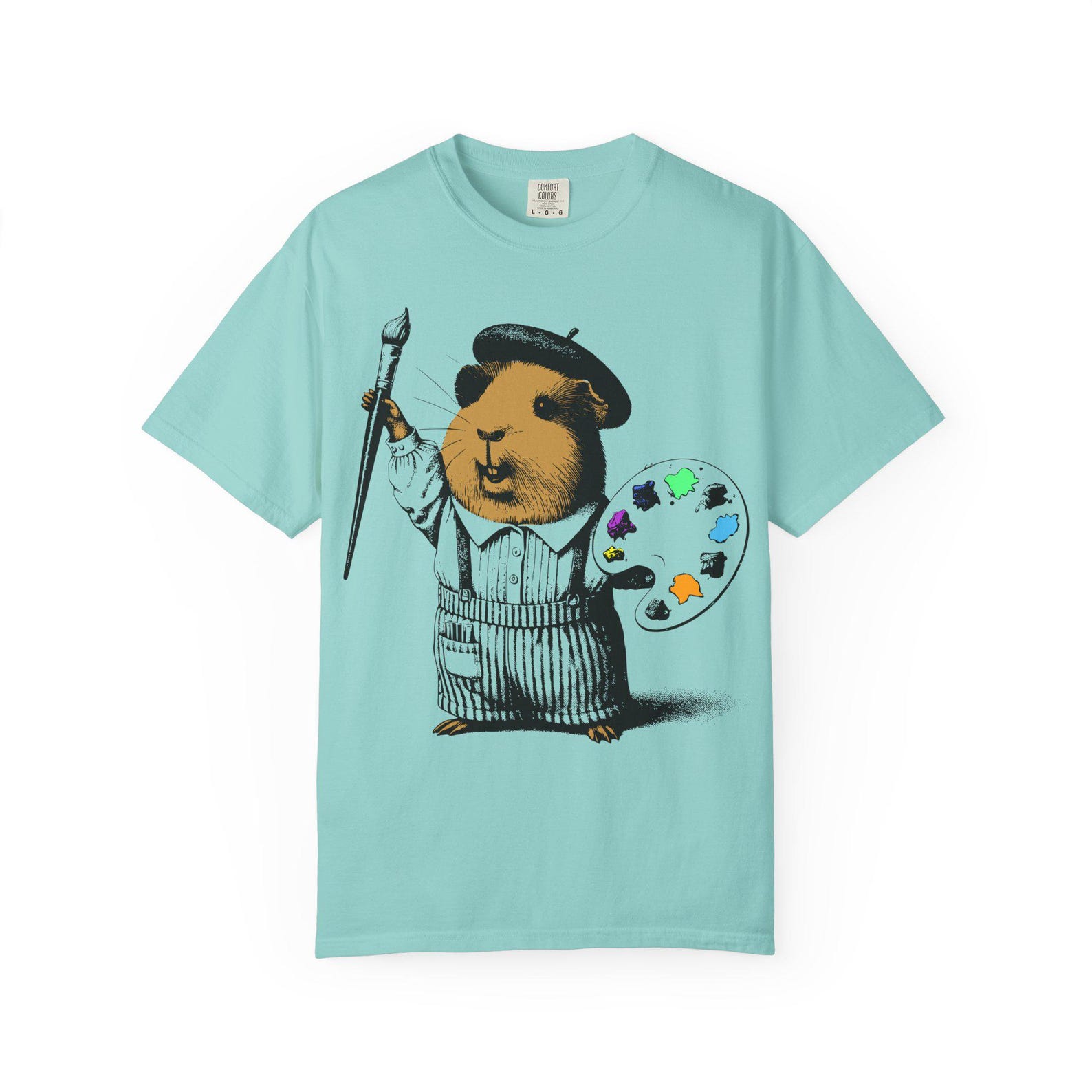 Artistic Guinea Pig T-Shirt: Color Pop Vintage Style, Garment-Dyed 3XL