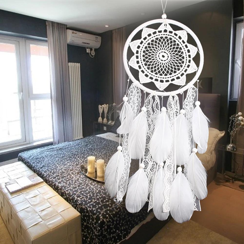 32 Tipos Apanhador de Sonhos Carro Mini Pena Branca Pura Sino de Vento Decoração para Pendurar na Parede Apanhador Artesanal Decoração com Pingente de Pena