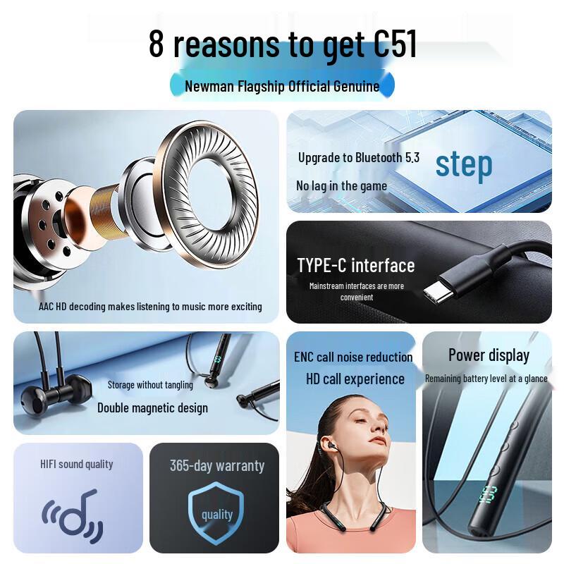 Newman C51 Neckband Bluetooth Earphones