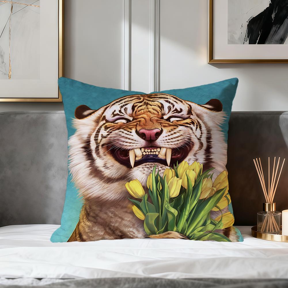 Retro style fun cute tiger art soft pillowcase for Sofa Living Room Home office Decor Protective Covers party hogar pillow cover