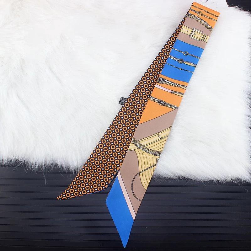 Women Silk Scarf Printed Series Hairband Neck Tie Foulard Beach Shawl Versatile Lady'S Fashion Accessory Binding Bag Ribbon