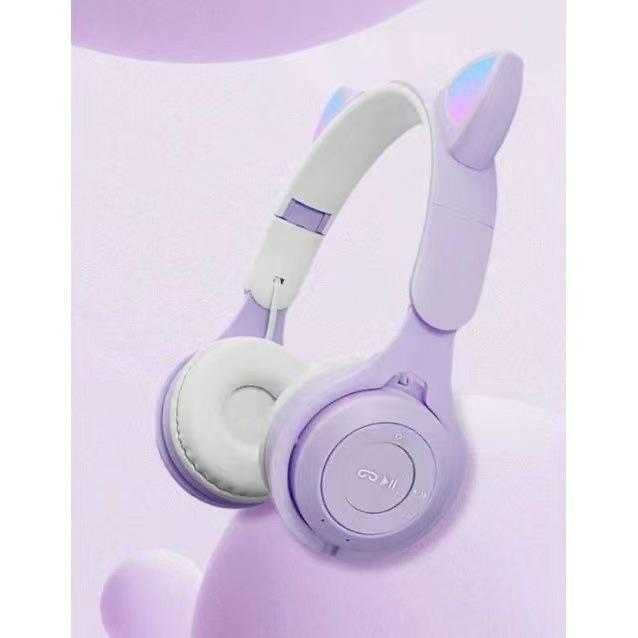 

Y08M Кошачьи ушки Беспроводные Bluetooth складные наушники светло-фиолетовый