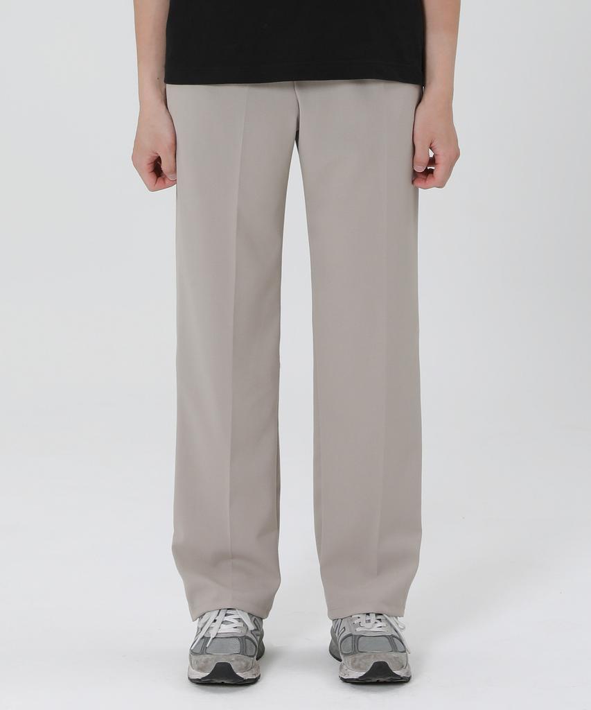 PEPPERSEASONING Unisex Wide Elastic Waist Slacks Standard Light Beige