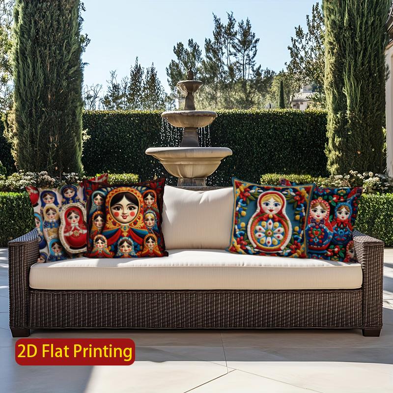 2D Colorful Matryoshka Pillowcases For Home Decor Pattern Cushion Cover Suitable For Sofa Bedroom Car Pillow Cover