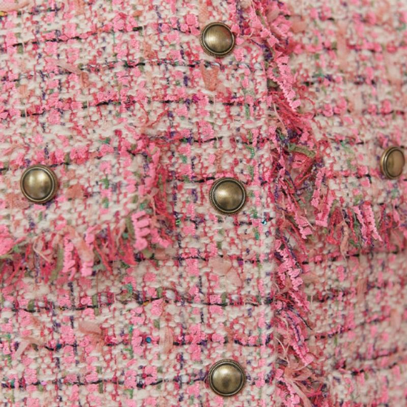 MAXZA Color Mix Fringe Out Pocket Crop Tweed Jacket Zc11qj008on