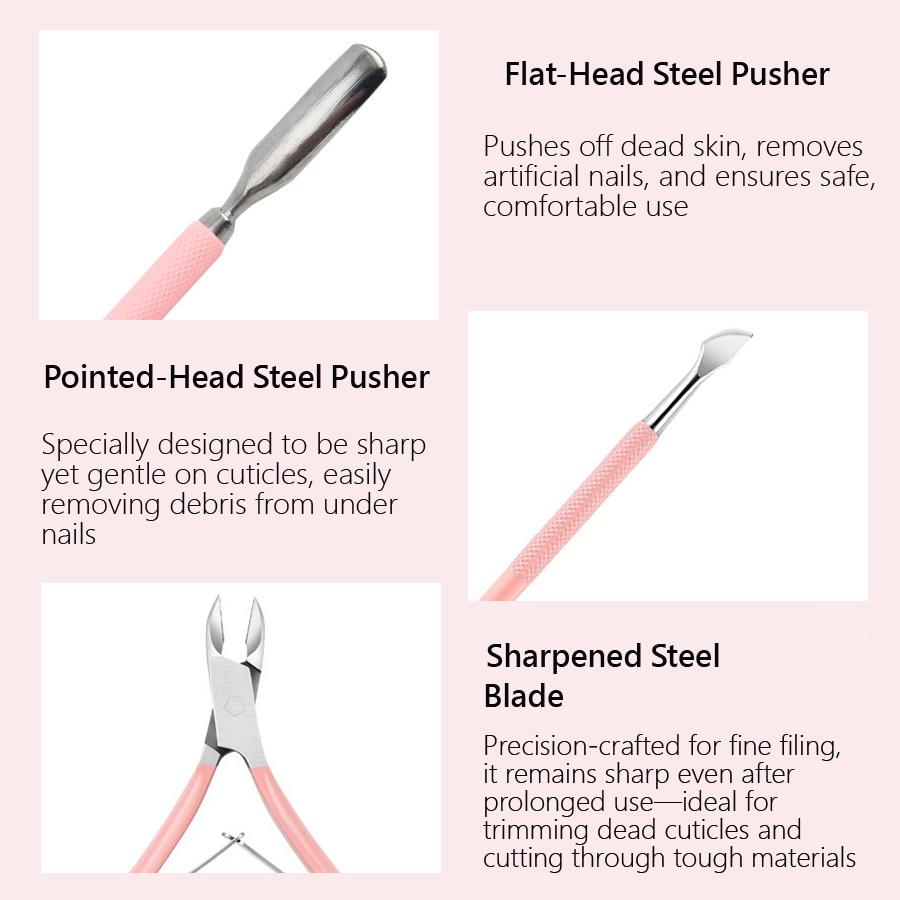 4Pcs Set Nail Enhancement Dead Skin Remover Push Scissors, Stainless Steel Cuticle Pusher Nippers Corrector Tool Manicure Pedicure Care Kit