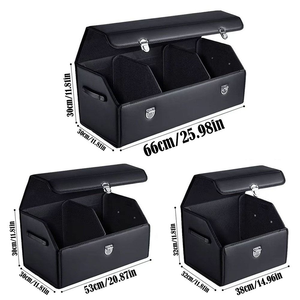 Durable Multi-purpose Car Trunk Storage Vehicle Organizer with Lock PU Leather Car Storage Box Foldable Auto Bag
